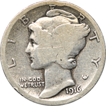 Album (1916 - 1945-S) of Mercury dimes.