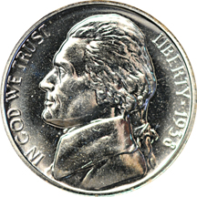 Album (1938 - 2008) of Proof Jefferson nickels.