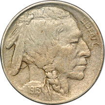 Eleven Buffalo nickels.