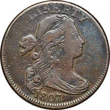 1807 Large Fraction, Perfect Date, ER Close To Hair (S-276, R-1). VF.