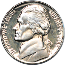 Album (1938 - 2006) of Proof Jefferson nickels.