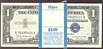 Pack of 100 1957-B $1.00.  CHCU.