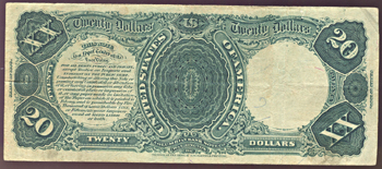 1880 $20.00.  Large Seal Blue Numbers. VF.