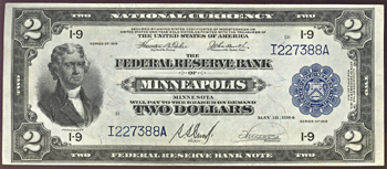 1918 $2.00 Minneapolis.  AU.