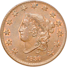 1830 Large Letters (N-2, High R-2). PCGS MS-64.