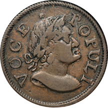 1760 No 'P' Hibernia-Voce Populi 1/2P. NGC XF-40 BN.