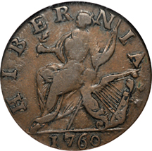 1760 No 'P' Hibernia-Voce Populi 1/2P. NGC XF-40 BN.