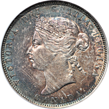 1874H Canada 25 Cents, Victoria, KM-5. NGC AU-55.
