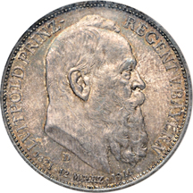 1911 D Bavaria 90th Birthday of Otto Prince Regent Luitpold commemorative silver set (2 M, KM-516, 3 M, KM-517, 5 M, KM-518). NGC.