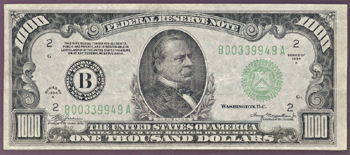 1934-A $1,000.00 New York Mule.  PMG VF-25.