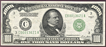 1928 $1,000.00 Philadelphia.  XF.