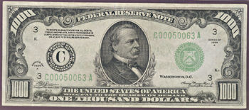 1934-A $1,000.00 Philadelphia Mule.  PMG VF-35.