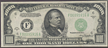 1934-A $1,000.00 Atlanta.  PMG AU-55.