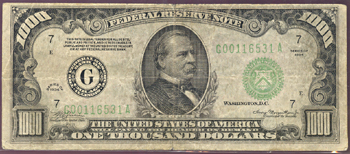 1934 $1,000.00 Chicago.  CGA VF-20.