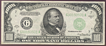1934 $1,000.00 Chicago.  VF.