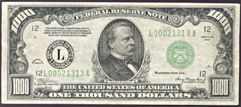 1934 $1,000.00 San Francisco.  XF.