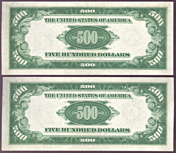Pair of sequential 1934 $500.00 Boston.  AU.