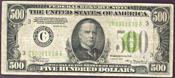 1934 $500.00 Philadelphia.  F.