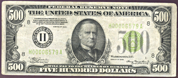 1934 $500.00 St. Louis.  VF.