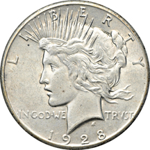 Album (1921 - 1935-S) of Peace dollars.