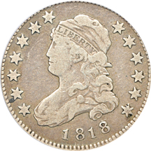 1818 (B-6, R-4) PCGS F-12.