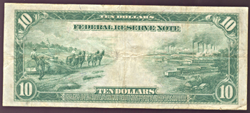 1914 $20.00 Blue Seal Philadelphia VF and three other Federal Reserve Notes.