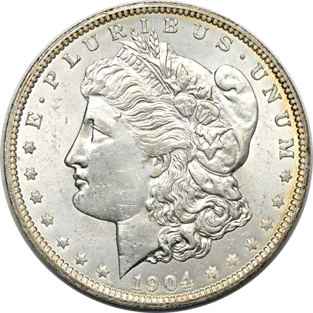 Eight O-Mint Morgan dollars. BU and GemBu.