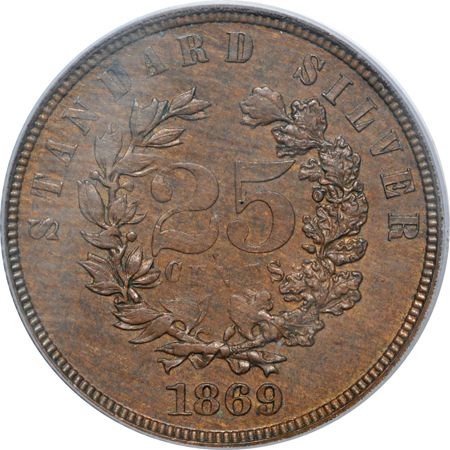 1869 J-723. PCGS PF-64 BN.