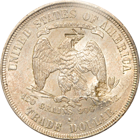 1876-S PCGS MS-62 Chop Mark.