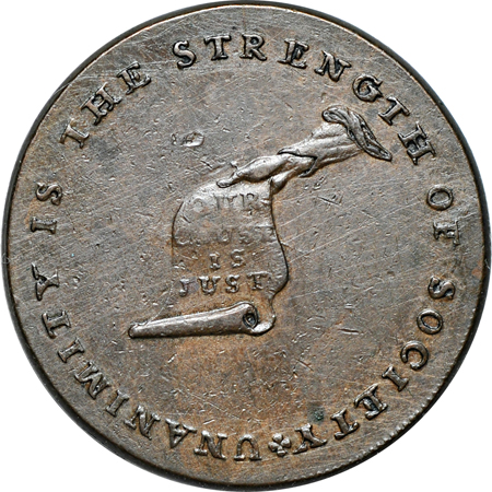 Undated (1792-1794) Kentucky Token. Breen 1155, plain edge, 148.15 grains. XF.