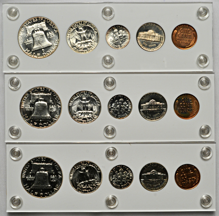 1950, 1951, and 1952 Proof sets in Capital Plastic holders.