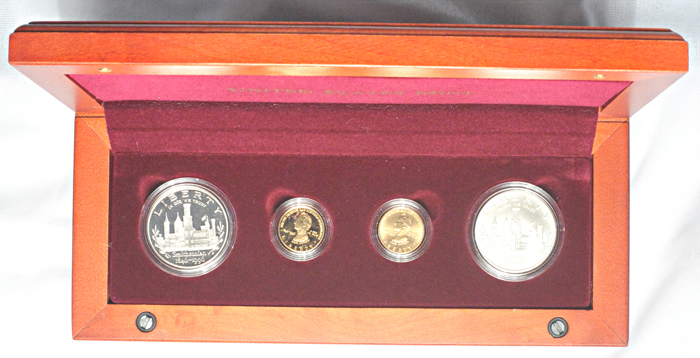 1996 Smithsonian Institution 150th Anniversary four-coin commemorative set.