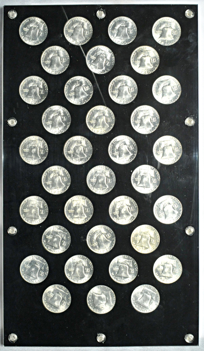 Set of Franklin half-dollars in a Capital Plastic holder.