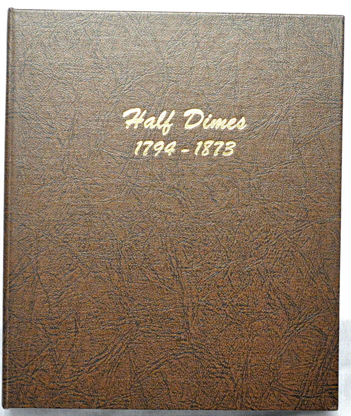 Twenty-eight half dimes in a Dansco-like album.