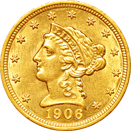 Two Coronet quarter-eagles, one Indian quarter-eagle and one gold dollar.