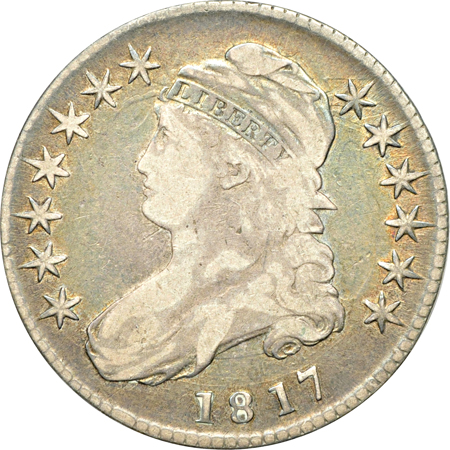 Five mysterious Capped Bust half-dollars.