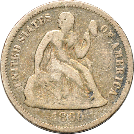 Ten Seated Liberty dimes.