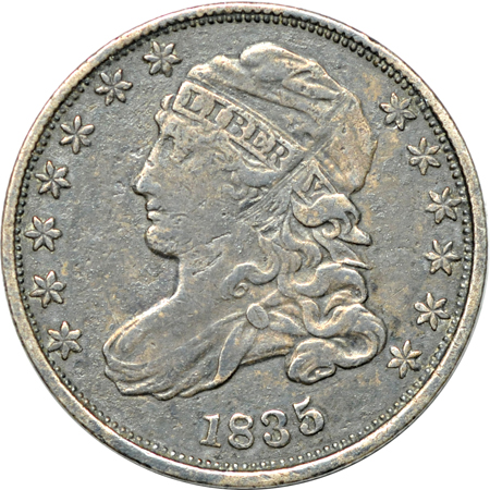 Nine Capped Bust dimes.