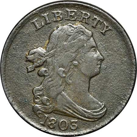 Six Draped Bust and Ten Classic Head half-cents.