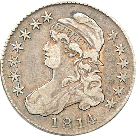 Eight Capped Bust, Lettered Edge half-dollars.