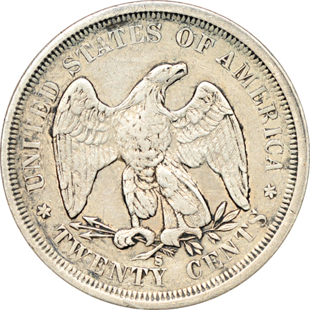 1875-S/S VF/lightly cleaned.