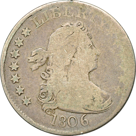 1806 Draped Bust, Heraldic Eagle quarter and 1806 Draped Bust, Heraldic Eagle half-dollar.