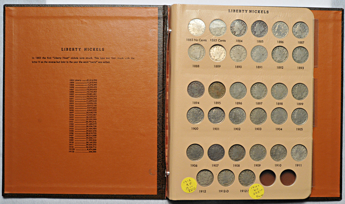 Complete set of Liberty nickels in a Dansco 7111 album.