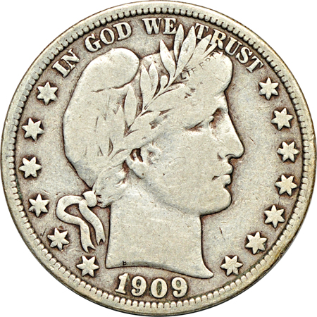 Twenty collector date/grade Barber half-dollars.