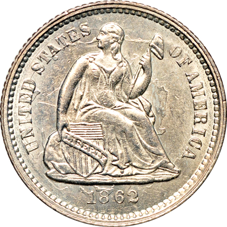 Nine collector date/grade Seated Liberty half-dimes.