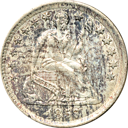 Nine collector date/grade Seated Liberty half-dimes.