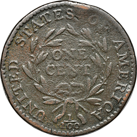 1794 Head of 1795 (S-72, R-2). F/rim dings.