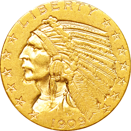 Four Indian-head half-eagles.  AU.