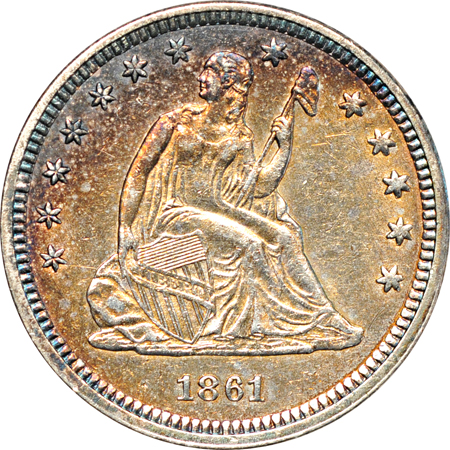 1861 AU-58 and 1874-S VF/cleaned.