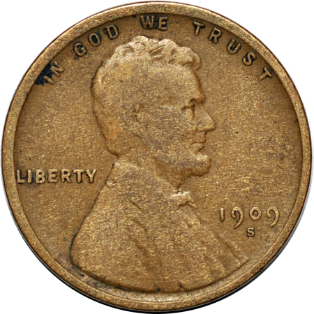 1914-D VG and three other small cents.